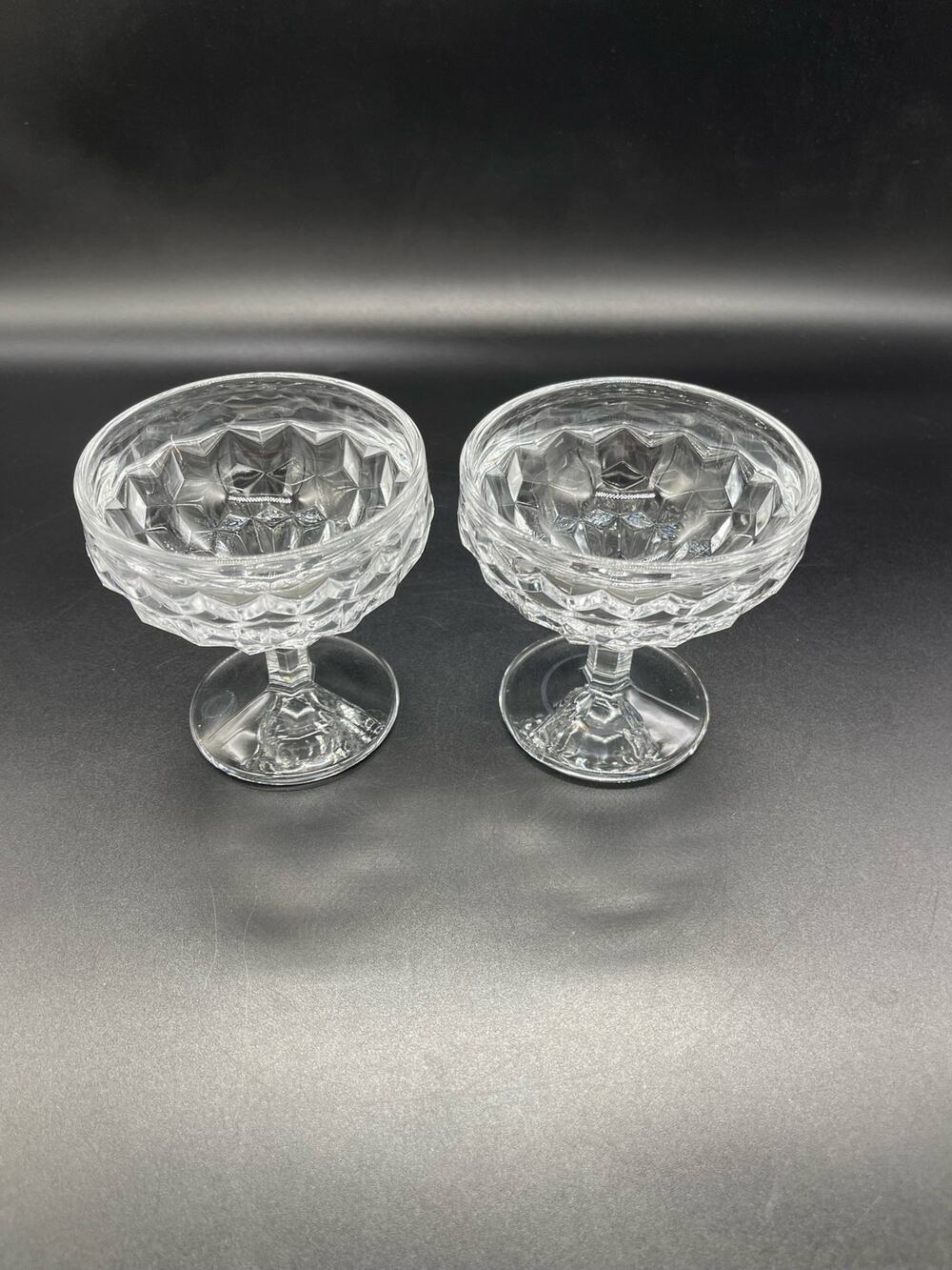 Vintage Fostoria Set of 2 Clear Champagne Coupe Glasses 3.5"